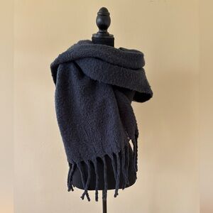 Anthropologie Blue/Grey Large Scarf with Fringe
